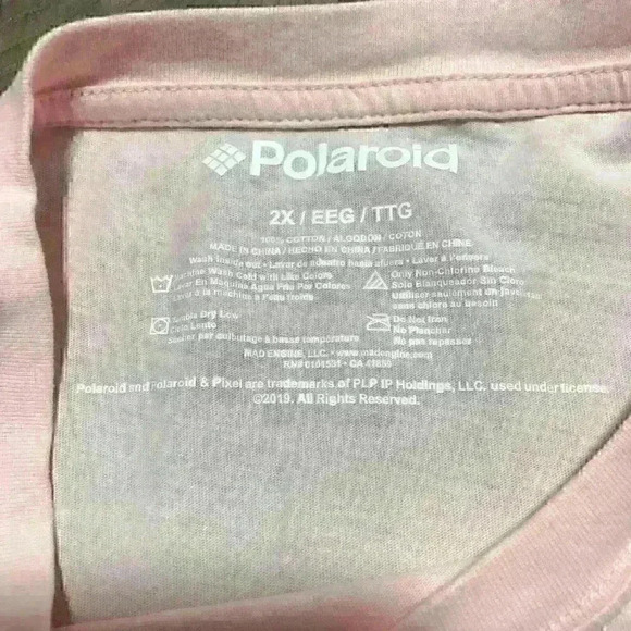 Polaroid cropped t-shirt pink Sz 2XL - Picture 2 of 4